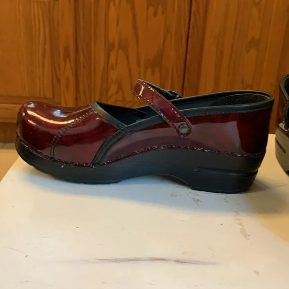 Dansko Deep Red Mary Jane Clog Shoes - Picture 5 of 8